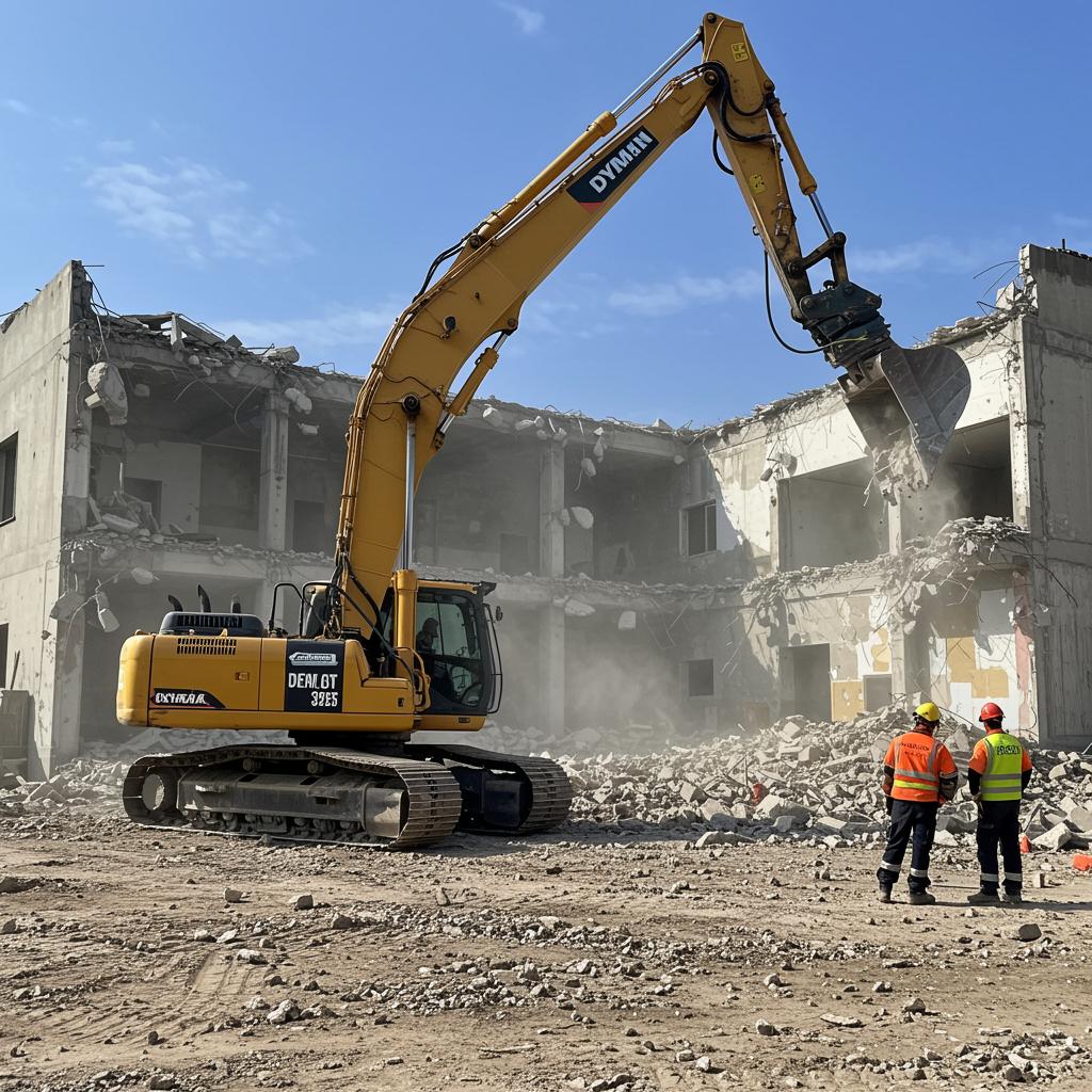 a_professional_demolition_site_in_Germany_with_an_excavator_tearing_down_a_concrete_building_construction_workers_wearing_safety_gear_dust_and_debris_in_the_air_sunny_day_realistic_photo_image_1